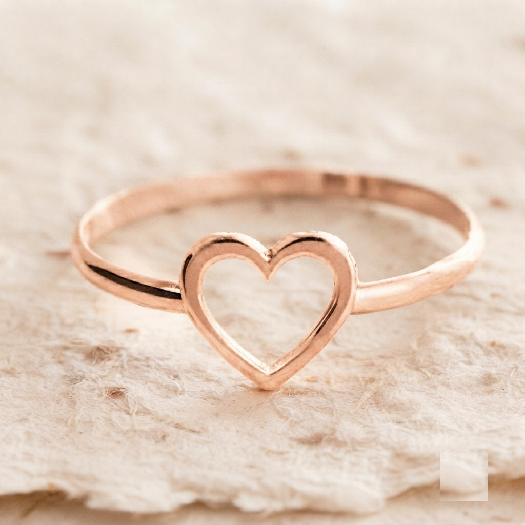 Dainty Heart Ring, 925 Sterling Silver Open Heart Ring, Minimalist Stackable Band, Cute Love Ring, Small Heart Jewelry, Gift For Her - Image 2