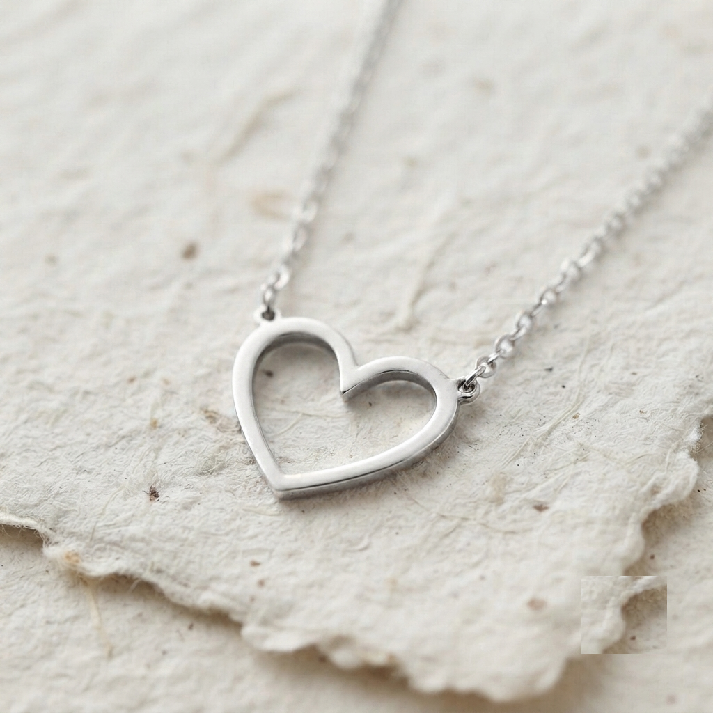 Dainty Heart Necklace, 925 Sterling Silver Open Heart Pendant, Minimalist Love Jewelry, Small Silver Heart Charm, Dainty Everyday Necklace - Image 2