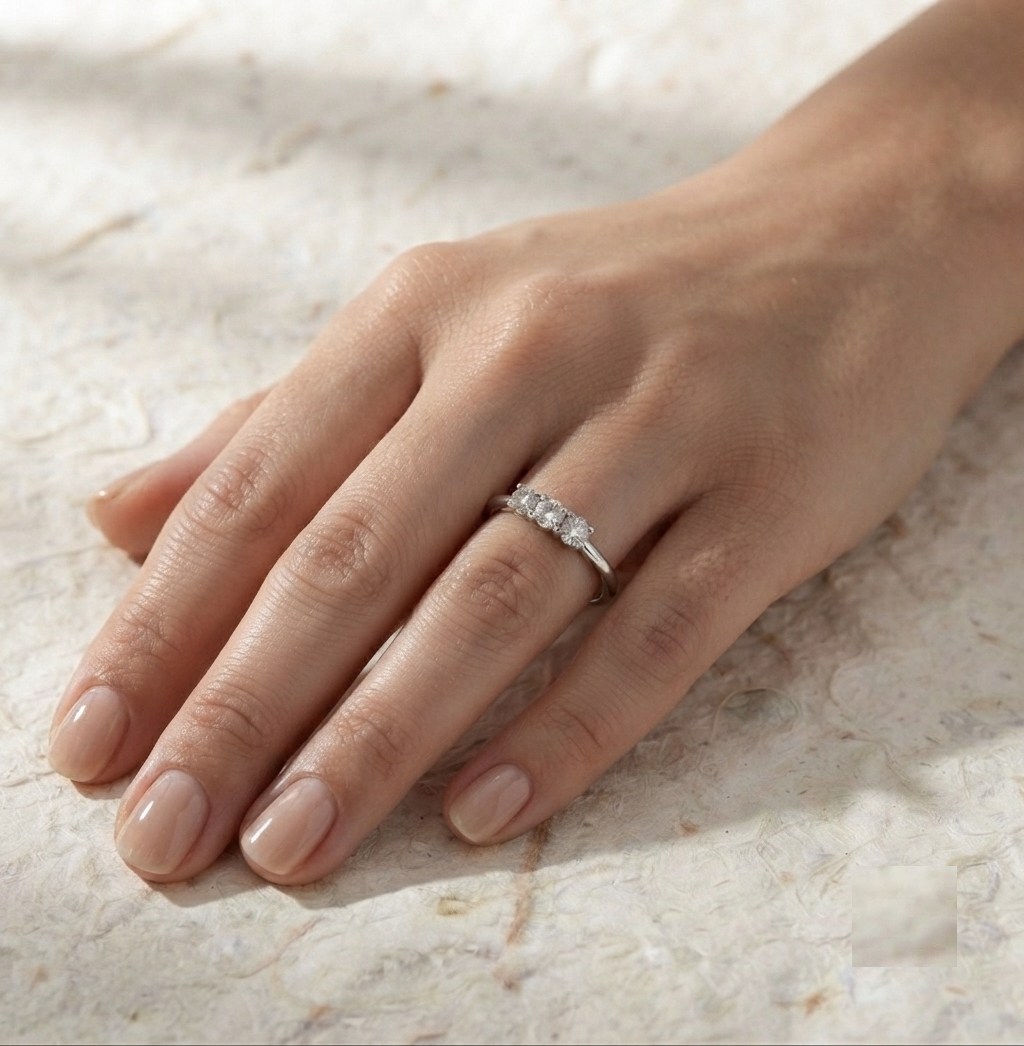 Dainty Three Stone Ring | 925 Sterling Silver Minimalist Ring | Three Stone Stacking Band Delicate Daily Wear Ring Handmade Silver Jewelry - Image 5