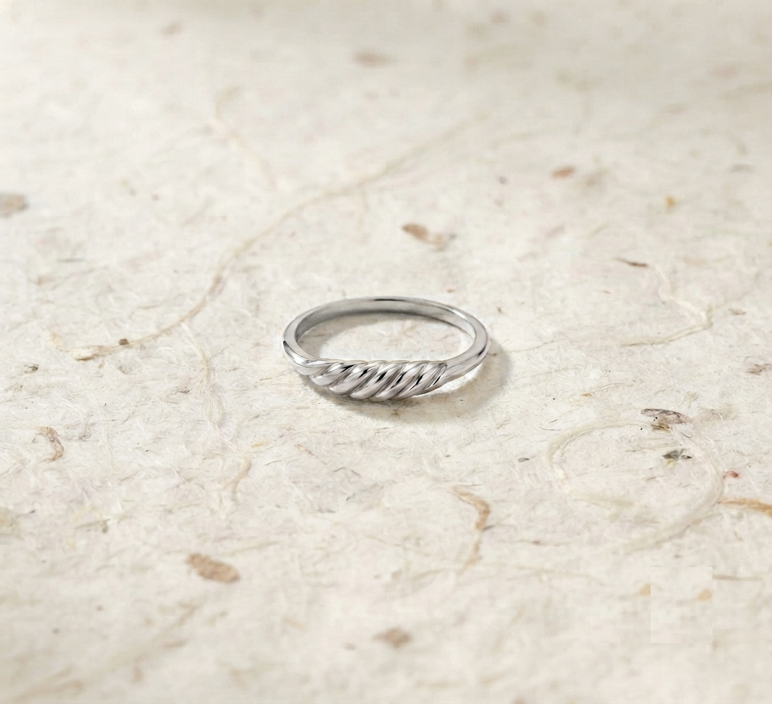 Dainty Twisted Rope Ring | 925 Sterling Silver Stacking Band | Minimalist Dome Ring | Everyday Minimalist Jewelry | Gift for Her - Image 4