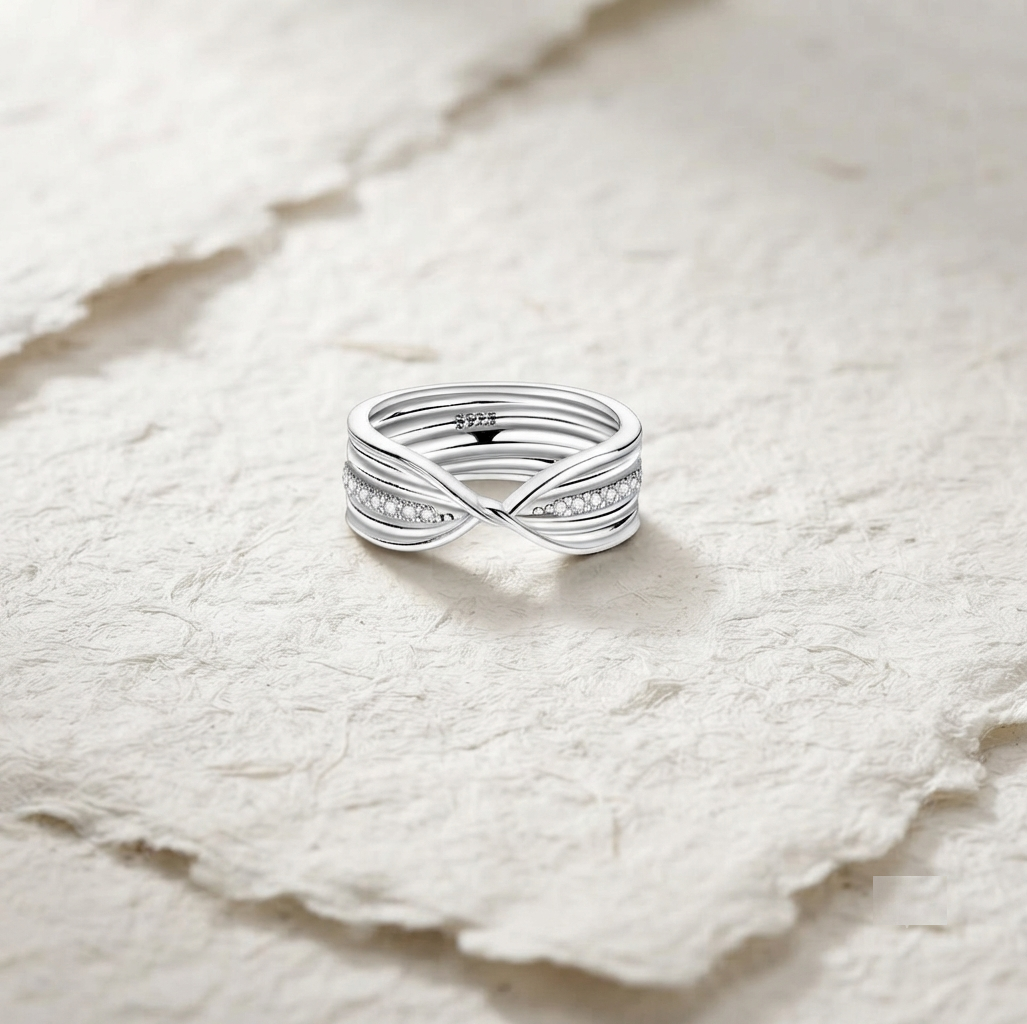 925 Sterling Silver Multi Band Ring, Dainty Crossover Twisted Stacking Ring, Minimalist Statement Band, Pave CZ Twist Ring for Women - Image 5