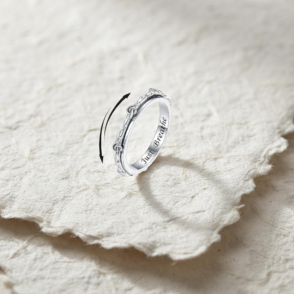 Just Breathe Spinner Ring, 925 Sterling Silver Anxiety Ring, Fidget Ring for Women, Dainty Stress Relief Jewelry, Minimalist Thumb Band - Image 5