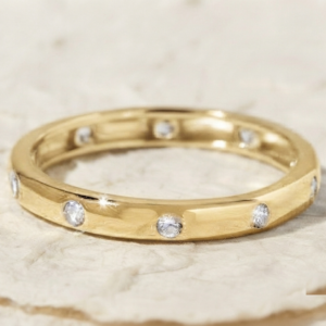 925 Sterling Silver Flush Set Band, Minimalist Stacking Ring, Round CZ Stone Eternity Ring, Dainty Everyday Jewelry, Low ProfileWedding Band