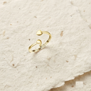 925 Sterling Silver Dainty Heart & Semicolon Adjustable Open Ring, Minimalist Mental Health Awareness Jewelry, Always My Daughter Forever