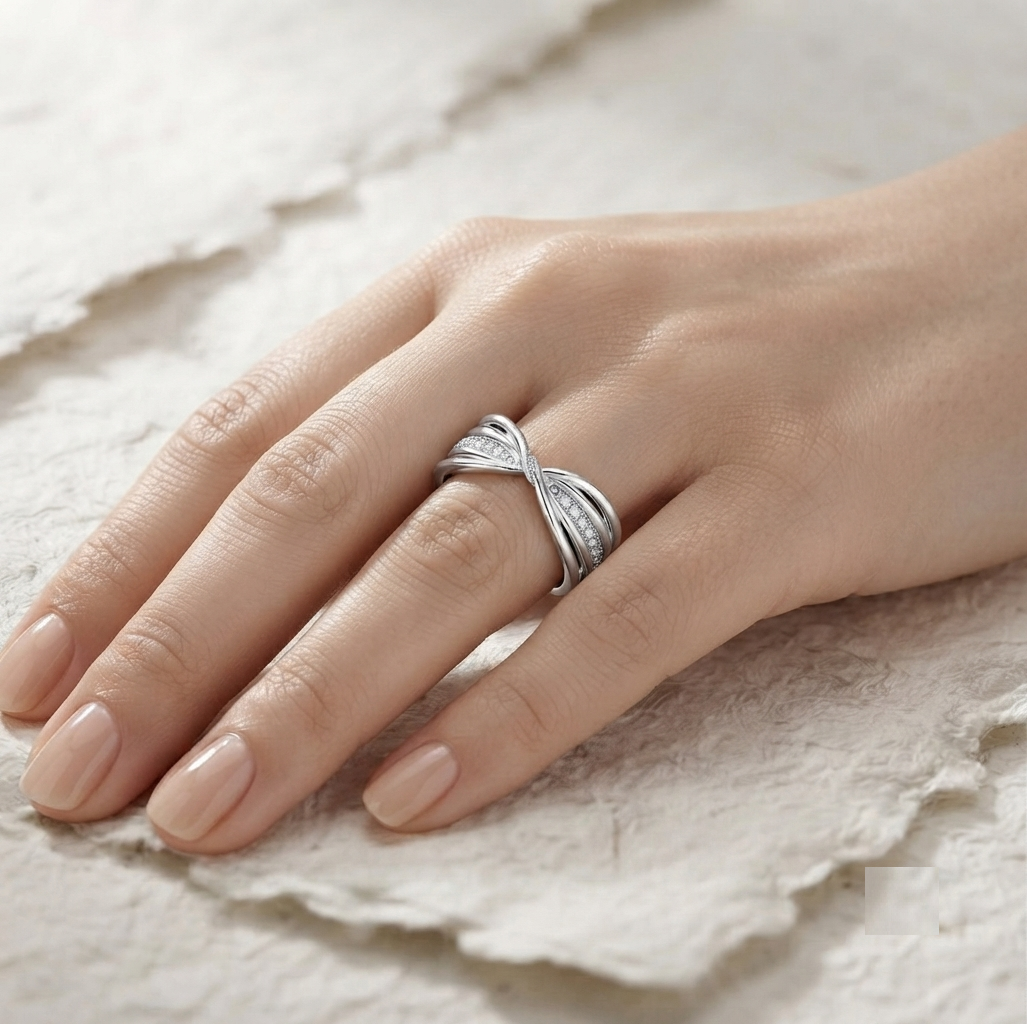 925 Sterling Silver Multi Band Ring, Dainty Crossover Twisted Stacking Ring, Minimalist Statement Band, Pave CZ Twist Ring for Women - Image 4