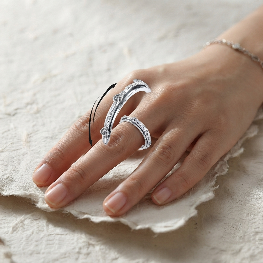 Just Breathe Spinner Ring, 925 Sterling Silver Anxiety Ring, Fidget Ring for Women, Dainty Stress Relief Jewelry, Minimalist Thumb Band - Image 4