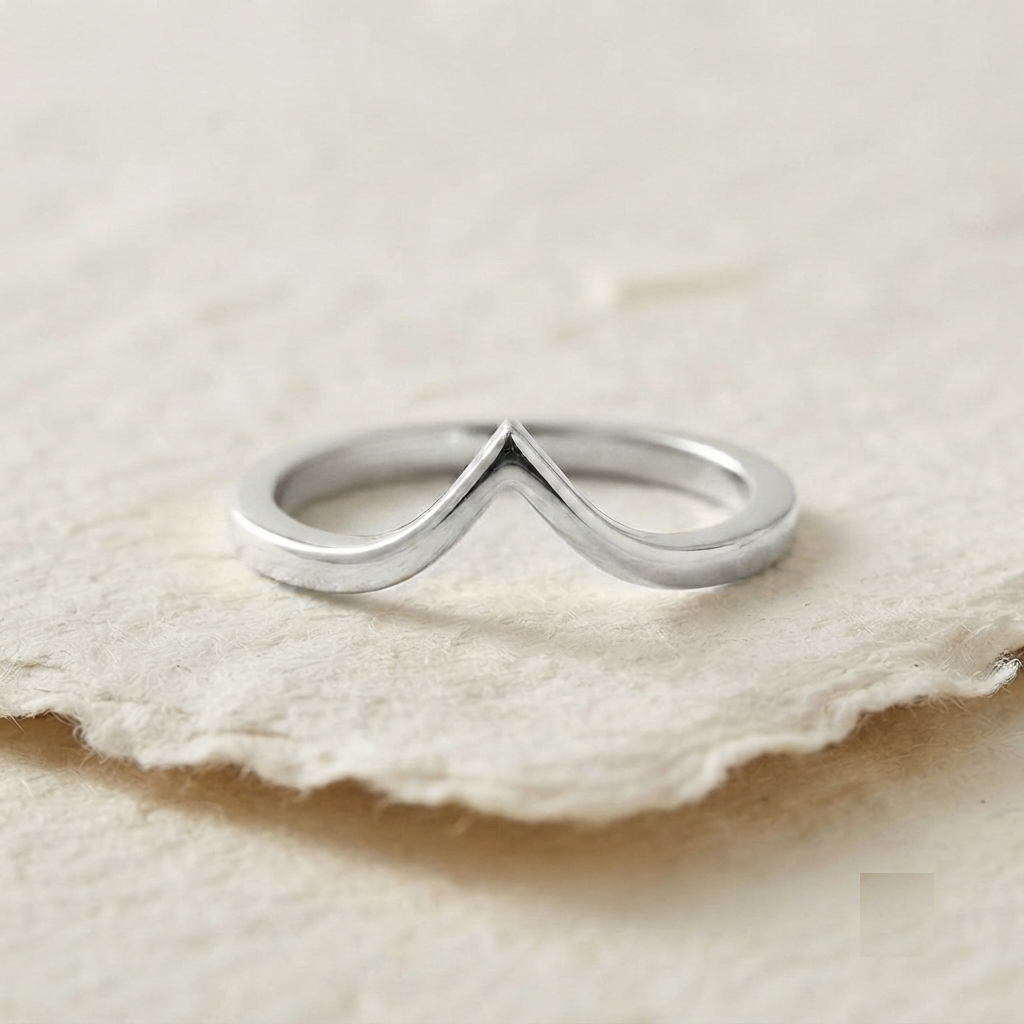 Minimalist V Band Ring, 925 Sterling Silver Chevron Ring, Dainty Stacking Ring, Geometric Arrow Ring, Simple Wedding Band, Minimalist Jewelr - Image 3