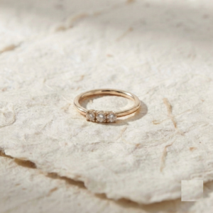 Dainty Three Stone Ring | 925 Sterling Silver Minimalist Ring | Three Stone Stacking Band Delicate Daily Wear Ring Handmade Silver Jewelry