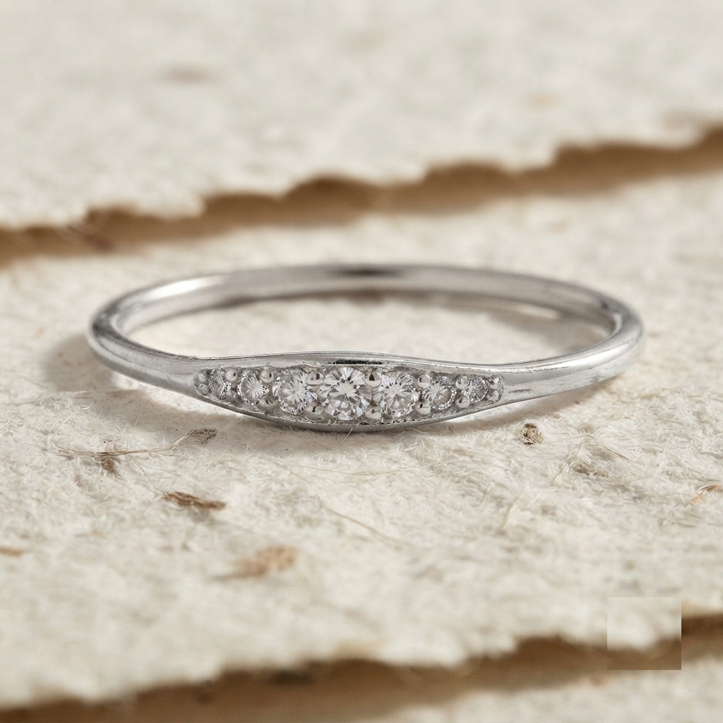 Minimalist Sterling Silver Ring, Petite Multi Stone Ring, Dainty Stacking Band, Handmade 925 Silver Jewelry, Anniversary Gift - Image 4