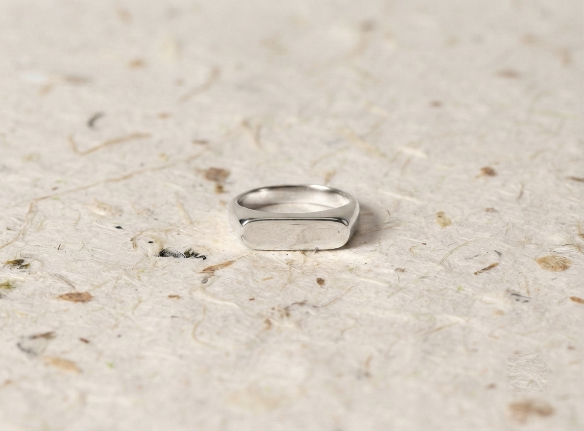 Minimalist Bar Signet Ring | 925 Sterling Silver Ring | Dainty Geometric Jewelry | Smooth Polished Rectangle Ring | Everyday Stackable Band - Image 3