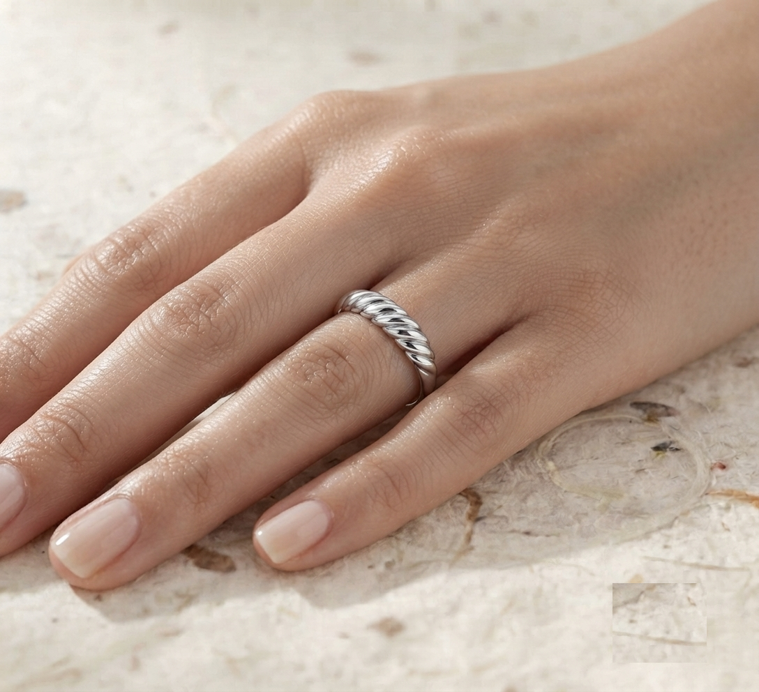 Dainty Twisted Rope Ring | 925 Sterling Silver Stacking Band | Minimalist Dome Ring | Everyday Minimalist Jewelry | Gift for Her - Image 2
