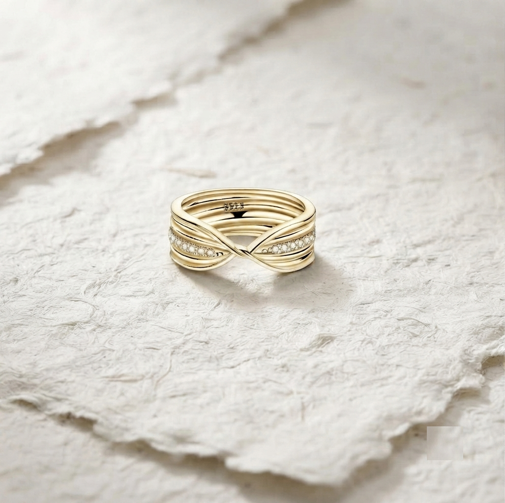 925 Sterling Silver Multi Band Ring, Dainty Crossover Twisted Stacking Ring, Minimalist Statement Band, Pave CZ Twist Ring for Women