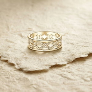 925 Sterling Silver Geometric Band Ring, Pave Diamond Filigree Openwork Ring, Minimalist Statement Band, Dainty Wedding Stackable Ring