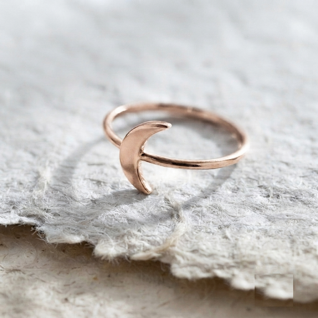Dainty Crescent Moon Ring, 925 Sterling Silver Minimalist Celestial Stacking Band, Cute Half Moon Jewelry, Nature Inspired Everyday Ring For - Image 3