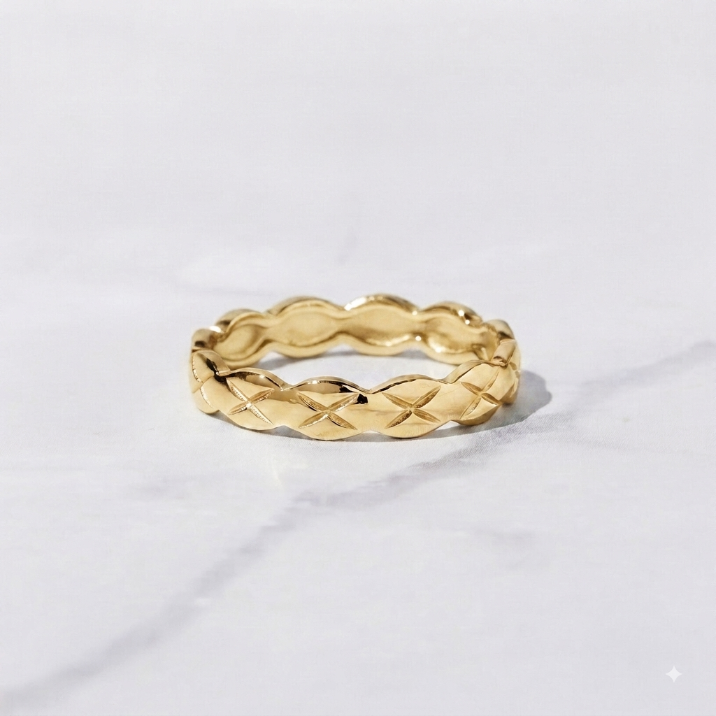 Handcrafted 925 Sterling Silver Geometric Stacking Band | Minimalist Textured Pattern Ring | Dainty Everyday Silver Jewelry