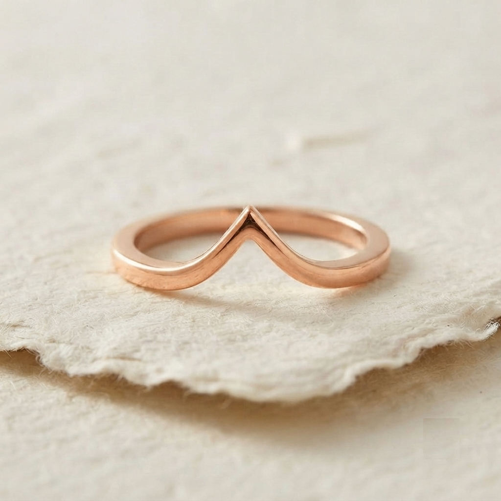 Minimalist V Band Ring, 925 Sterling Silver Chevron Ring, Dainty Stacking Ring, Geometric Arrow Ring, Simple Wedding Band, Minimalist Jewelr - Image 2