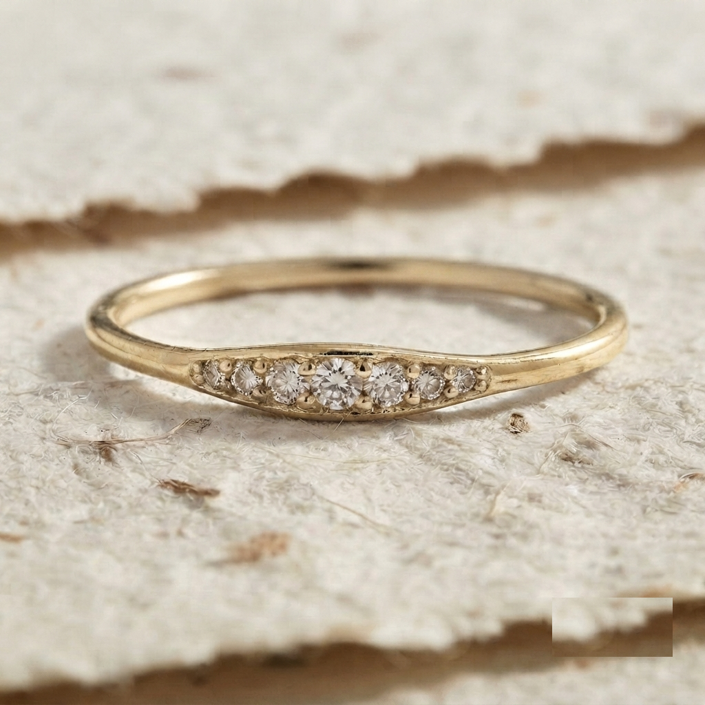 Minimalist Sterling Silver Ring, Petite Multi Stone Ring, Dainty Stacking Band, Handmade 925 Silver Jewelry, Anniversary Gift