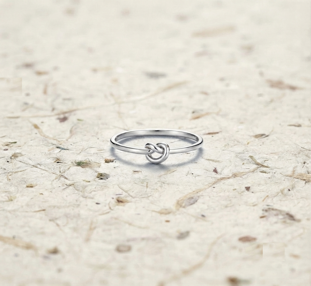 Dainty Sterling Silver Knot Ring, Minimalist Love Knot Band, Dainty Stacking Ring, Delicate Everyday Silver Jewelry, Handmade Promise Ring - Image 2