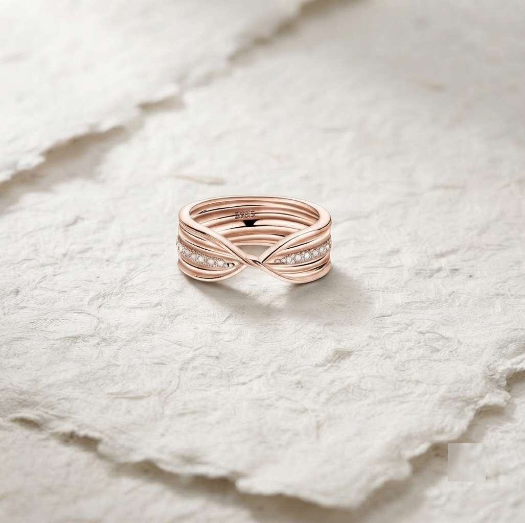 925 Sterling Silver Multi Band Ring, Dainty Crossover Twisted Stacking Ring, Minimalist Statement Band, Pave CZ Twist Ring for Women - Image 2