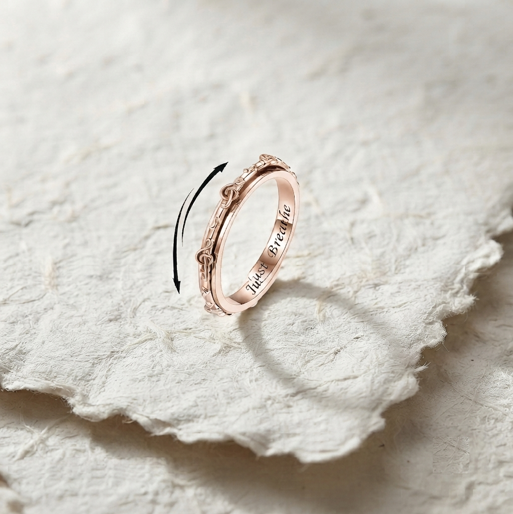Just Breathe Spinner Ring, 925 Sterling Silver Anxiety Ring, Fidget Ring for Women, Dainty Stress Relief Jewelry, Minimalist Thumb Band - Image 2