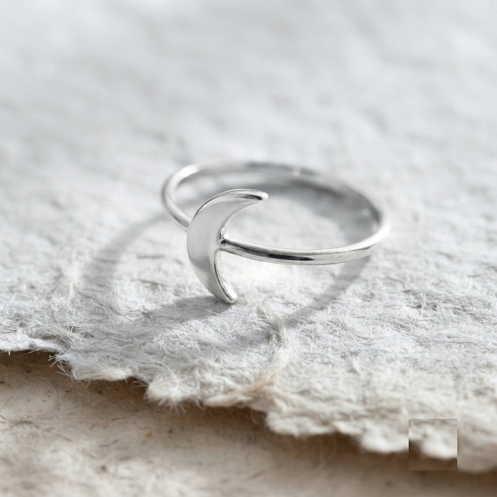 Dainty Crescent Moon Ring, 925 Sterling Silver Minimalist Celestial Stacking Band, Cute Half Moon Jewelry, Nature Inspired Everyday Ring For - Image 2