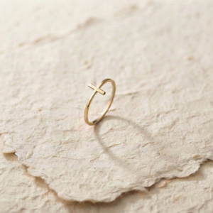 Minimalist Cross Ring, 925 Sterling Silver Dainty Cross Ring, Tiny Sideways Cross Band, Religious Christian Jewelry, Faith Stacking Ring SANJYA