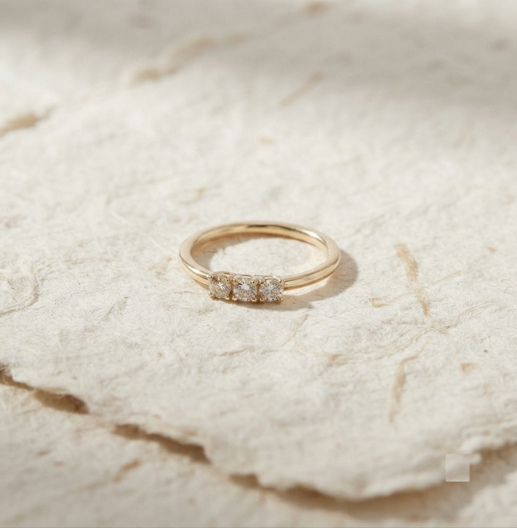 Dainty Three Stone Ring | 925 Sterling Silver Minimalist Ring | Three Stone Stacking Band Delicate Daily Wear Ring Handmade Silver Jewelry - Image 2