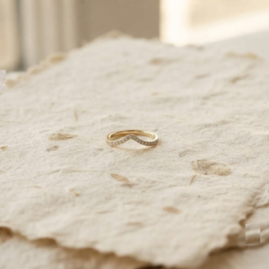 Dainty V Shape Sterling Silver Ring - Minimalist Curved Stacking Band - Pave CZ Chevron Ring - 925 Silver Minimalist Jewelry