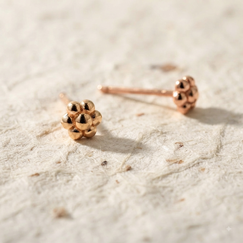 Tiny Silver Flower Stud Earrings, Dainty 925 Sterling Silver Floral Studs, Minimalist Everyday Nature Jewelry, Small Flower Earrings - Image 5