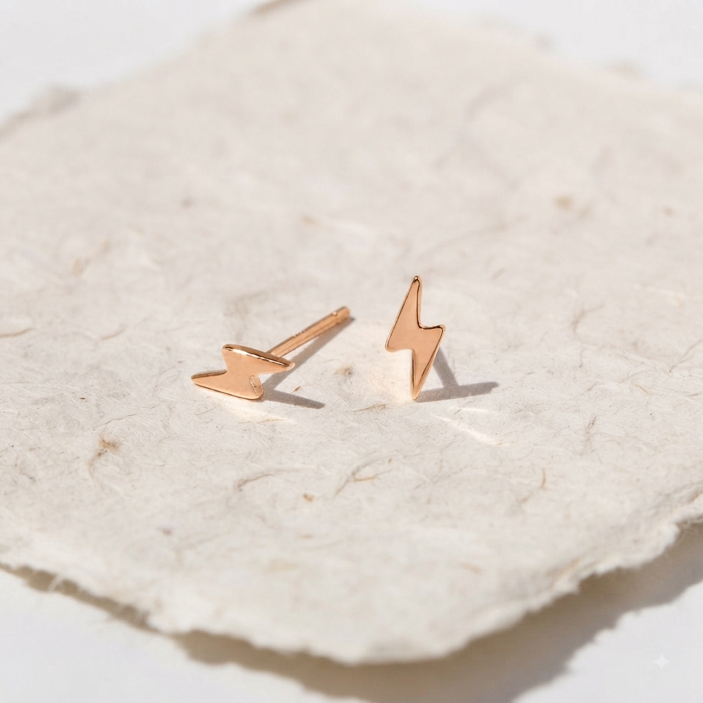 Dainty Lightning Bolt Stud Earrings, 925 Sterling Silver Minimalist Lightning Earrings, Small Electric Bolt StudsEveryday Minimalist Jewelry - Image 3