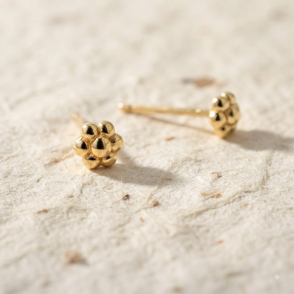 Tiny Silver Flower Stud Earrings, Dainty 925 Sterling Silver Floral Studs, Minimalist Everyday Nature Jewelry, Small Flower Earrings