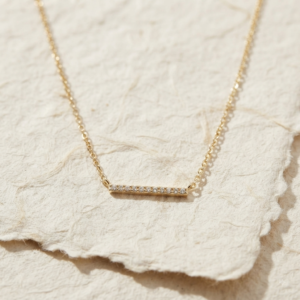Dainty Bar Necklace, 925 Sterling Silver Necklace, Minimalist Pave Diamond Bar Pendant, Everyday Geometric Jewelry, Dainty Layering Necklace