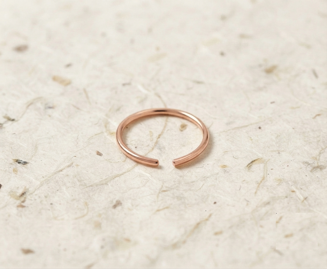 Dainty Sterling Silver Nose Ring, Minimalist 925 Silver Nose Hoop, Thin Cartilage Piercing Jewelry, Open Hoop Nose Ring, Small Septum Ring - Image 5