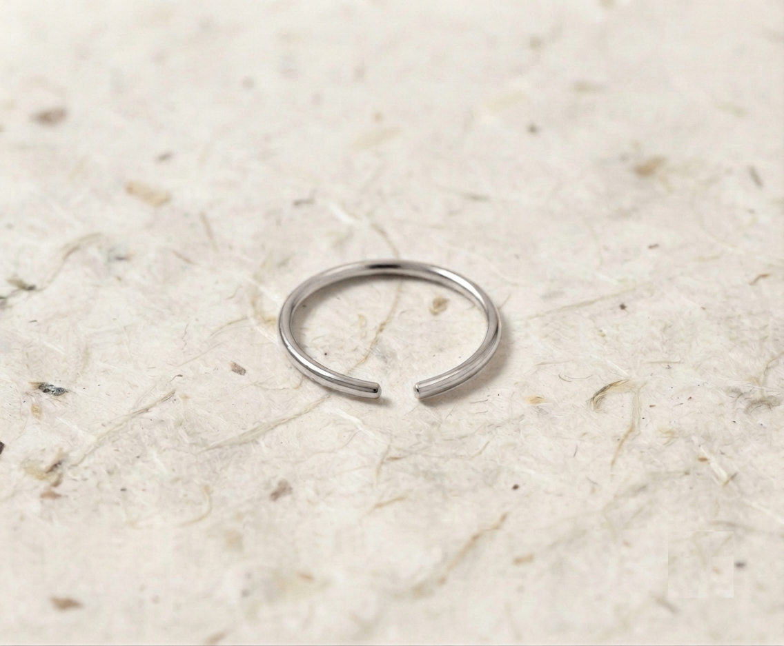 Dainty Sterling Silver Nose Ring, Minimalist 925 Silver Nose Hoop, Thin Cartilage Piercing Jewelry, Open Hoop Nose Ring, Small Septum Ring - Image 4