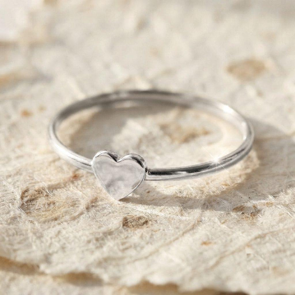 Dainty Heart Ring, 925 Sterling Silver Minimalist Ring, Tiny Heart Stacking Band, Cute Love Ring, Dainty Silver Jewelry, Everyday Ring - Image 4