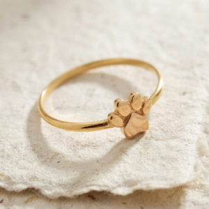 925 Sterling Silver Paw Print Ring, Dainty Animal Lover Jewelry, Minimalist Cat Dog Footprint Band, Cute Pet Memorial Ring, Handmade Silver