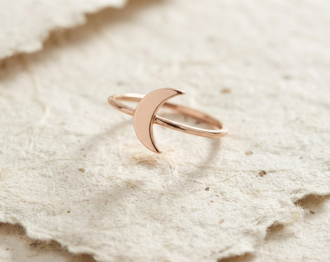 Dainty Crescent Moon Ring, 925 Sterling Silver Celestial Ring, Minimalist Half Moon Band, Dainty Stacking Ring, Celestial Jewelry, Gift for - Image 4