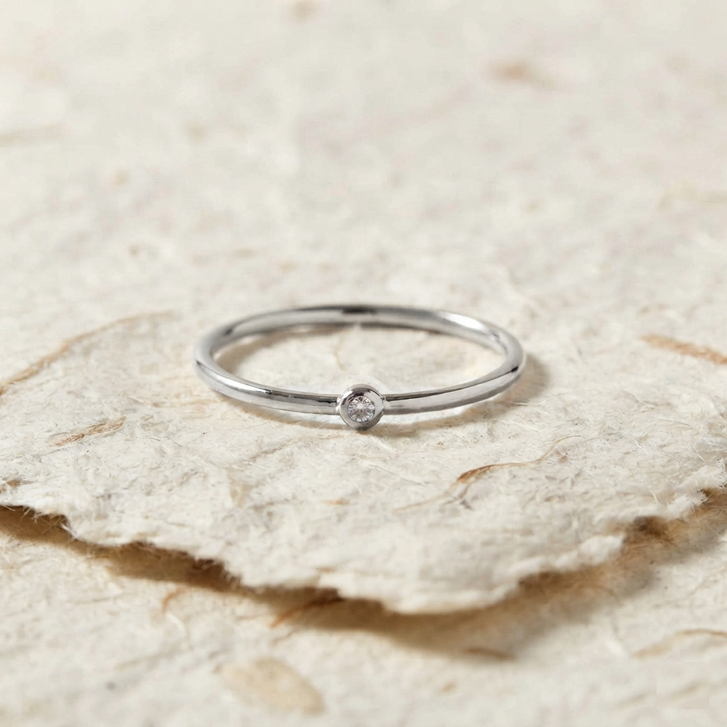 Minimalist 925 Sterling Silver Solitaire Ring | Dainty Bezel Set CZ Stacking Ring | Everyday Minimalist Jewelry | Delicate Thin Band Ring - Image 4