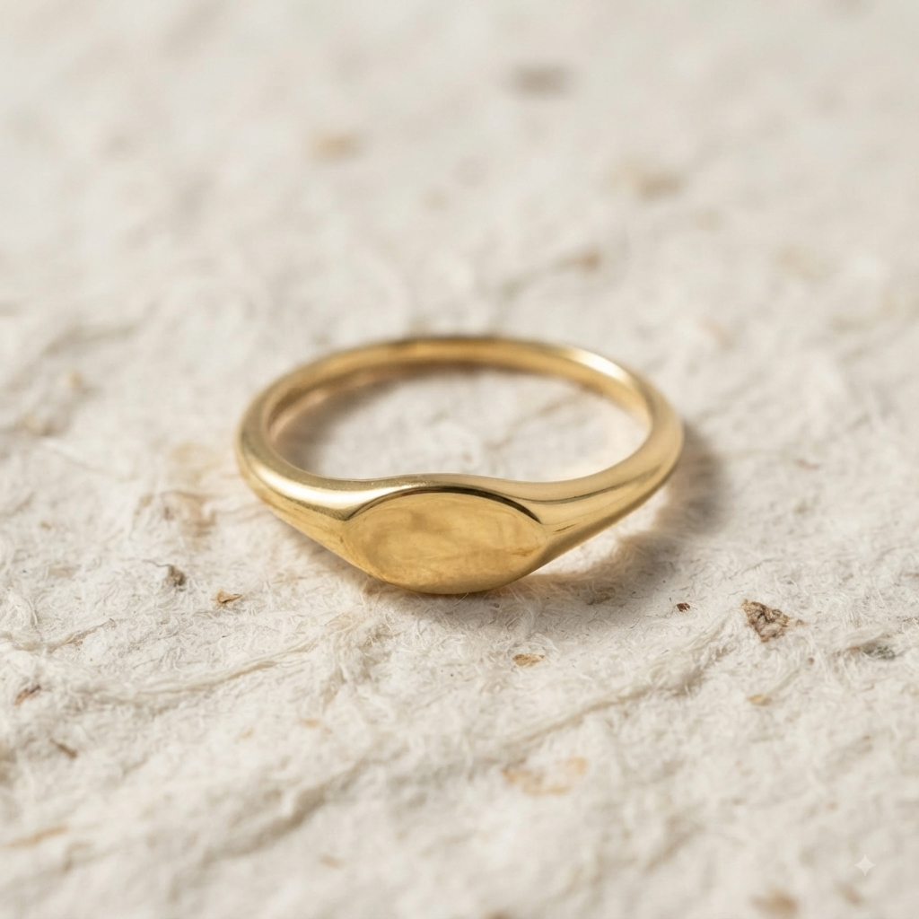 Dainty Oval Signet Ring | 925 Sterling Silver Minimalist Ring | Everyday Dainty Signet Stacking Band | Minimalist Jewelry