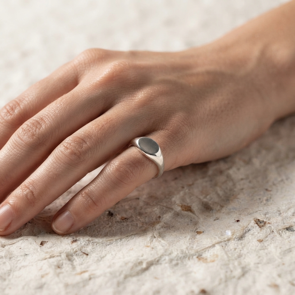 Dainty Oval Signet Ring | 925 Sterling Silver Minimalist Ring | Everyday Dainty Signet Stacking Band | Minimalist Jewelry - Image 5