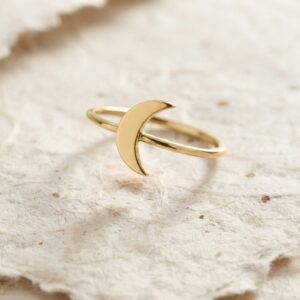 Dainty Crescent Moon Ring, 925 Sterling Silver Celestial Ring, Minimalist Half Moon Band, Dainty Stacking Ring, Celestial Jewelry, Gift for