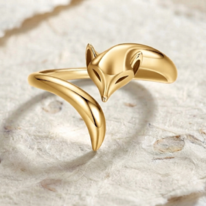 Dainty Sterling Silver Fox Ring, Minimalist Animal Wrap Ring, Adjustable Cute Forest Jewelry, Nature Inspired Gift for Women