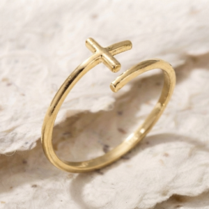Dainty Cross Ring, 925 Sterling Silver Ring, Minimalist Adjustable Wrap Ring, Christian Faith JewelryDainty Religious Ring, Small Cross Band