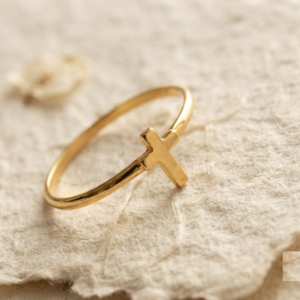 Dainty Cross Ring, 925 Sterling Silver Ring, Minimalist Faith Jewelry, Small Sideways Cross Band, Christian Gift for Women, Delicate