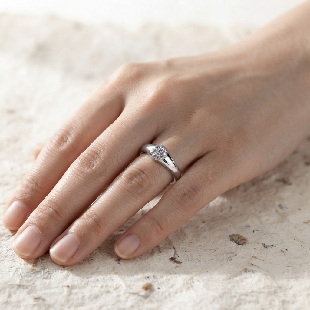 Dainty Cluster Ring | 925 Sterling Silver Ring | Minimalist Diamond Alternative Ring | Small Cluster Engagement Ring | Dainty Stacking - Image 4