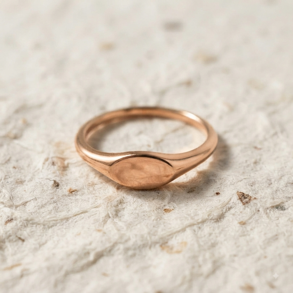 Dainty Oval Signet Ring | 925 Sterling Silver Minimalist Ring | Everyday Dainty Signet Stacking Band | Minimalist Jewelry - Image 2
