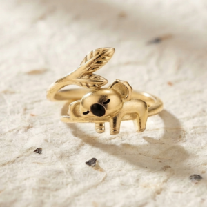 Dainty Koala Ring, 925 Sterling Silver Animal Ring, Cute Sleeping Koala Bear Jewelry, Adjustable Wildlife Ring, Nature Lover Gift
