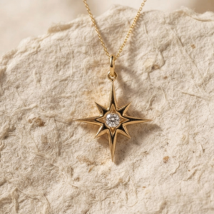 Dainty North Star Necklace, 925 Sterling Silver Celestial Pendant, Minimalist Starburst Jewelry, Compass Star Necklace, Gift for Women