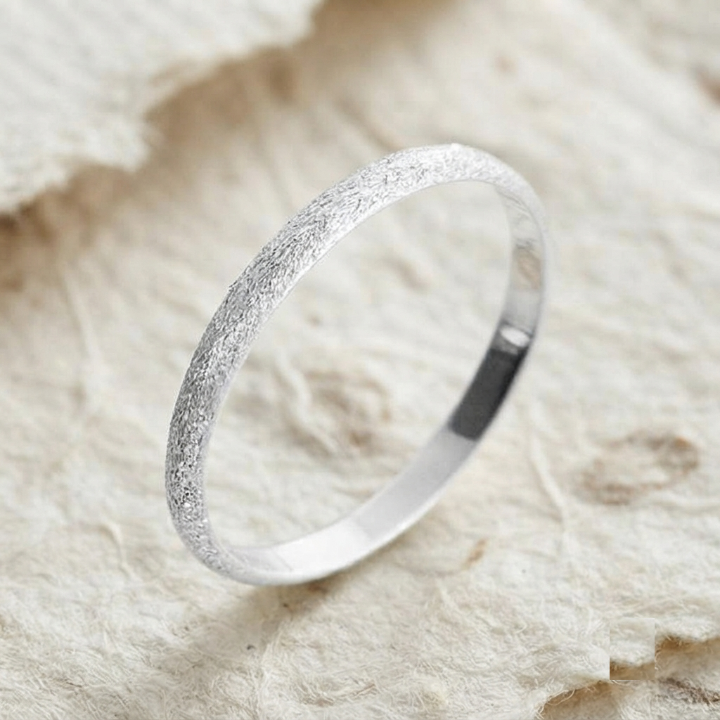 Minimalist Stacking Ring, 925 Sterling Silver Textured Band, Dainty Everyday Ring, Simple Thin Stacking Band, Minimalist Jewelry,Silver Ring - Image 2