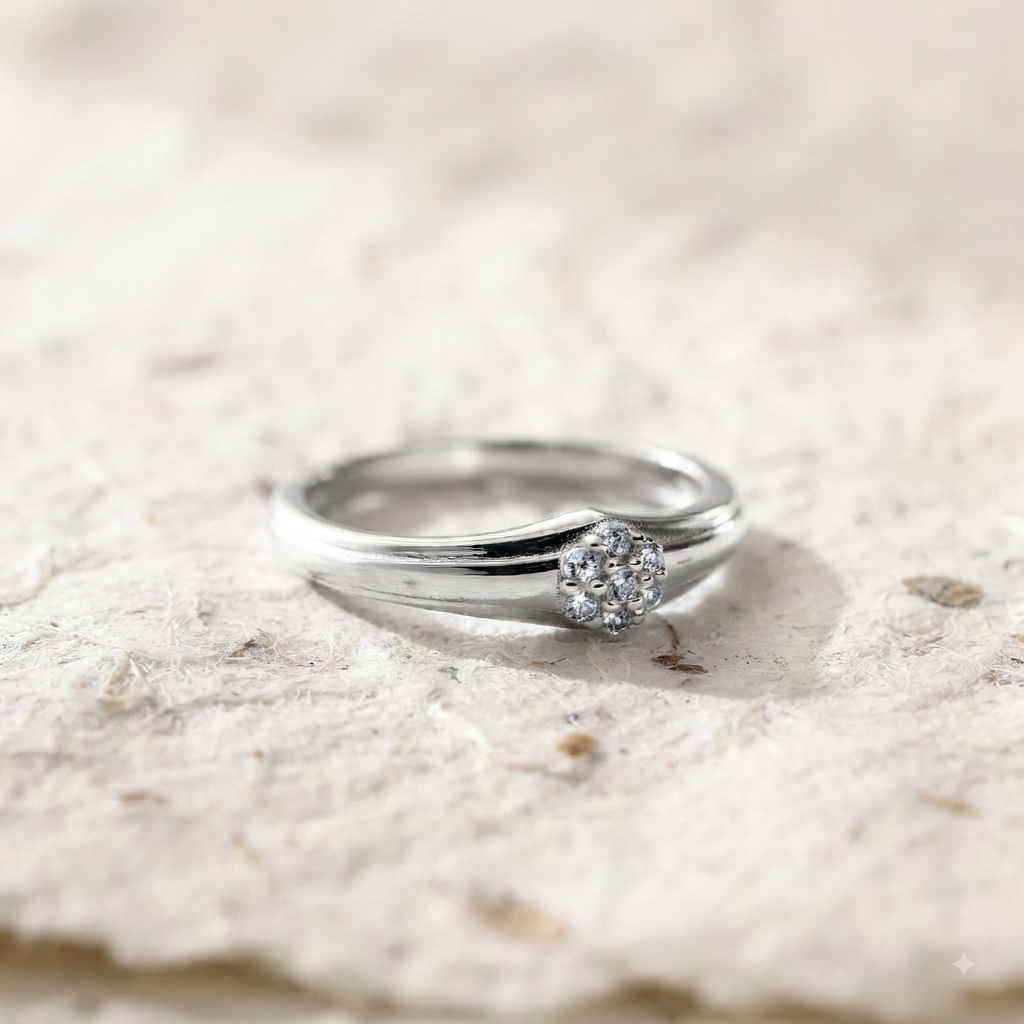 Dainty Cluster Ring | 925 Sterling Silver Ring | Minimalist Diamond Alternative Ring | Small Cluster Engagement Ring | Dainty Stacking - Image 2
